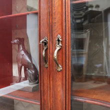 Load image into Gallery viewer, Antique Mahogany China Cabinet Three Glass Doors Curved Centre. B12977