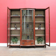 Load image into Gallery viewer, Antique Mahogany China Cabinet Three Glass Doors Curved Centre. B12977