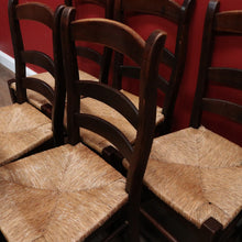 Load image into Gallery viewer, Antique Chairs, Set of Six Antique French Oak and Rush Ladder Back Kitchen or Dining Chairs. B11418
