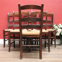 Load image into Gallery viewer, Antique Chairs, Set of Six Antique French Oak and Rush Ladder Back Kitchen or Dining Chairs. B11418