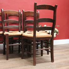 Load image into Gallery viewer, Antique Chairs, Set of Six Antique French Oak and Rush Ladder Back Kitchen or Dining Chairs. B11418