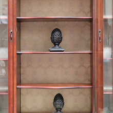Load image into Gallery viewer, Antique Mahogany China Cabinet Three Glass Doors Curved Centre. B12977