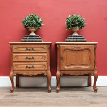 Load image into Gallery viewer, x SOLD Pair of Antique French Oak Bedside Cabinet or Lamp or Side Cupboards. B11448