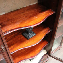 Load image into Gallery viewer, Antique Mahogany China Cabinet Three Glass Doors Curved Centre. B12977