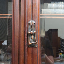Load image into Gallery viewer, Antique English Pine Two Height Bookcase Glass Upper Doors. B12963