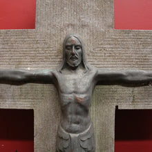 Load image into Gallery viewer, x SOLD Bluestone Cross or Crucifix with Bronze Statue of Jesus. B12119