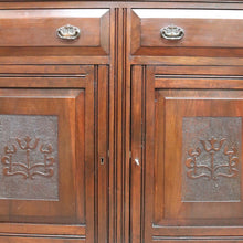 Load image into Gallery viewer, Antique English Pine Two Height Bookcase Glass Upper Doors. B12963