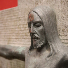 Load image into Gallery viewer, x SOLD Bluestone Cross or Crucifix with Bronze Statue of Jesus. B12119