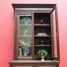 Load image into Gallery viewer, Antique English Pine Two Height Bookcase Glass Upper Doors. B12963