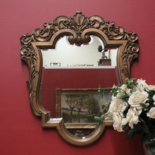 Load image into Gallery viewer, x SOLD Antique Mirror, French Gilt Framed Bevelled Edge Wall Mirror, Shield-shaped. B11309
