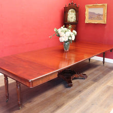 Load image into Gallery viewer, Antique English Mahogany Dining Table 4 Leaves Pedestal Base c1880. B12973