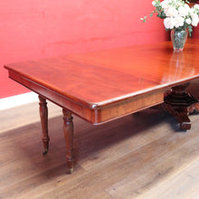 Load image into Gallery viewer, Antique English Mahogany Dining Table 4 Leaves Pedestal Base c1880. B12973