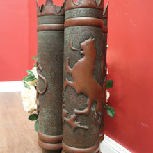 Load image into Gallery viewer, x SOLD WWI Trench Artwork/Art Shell Casing, Umbrella Holder or Door Stop. German Helmet with Eagle. B11339