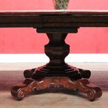 Load image into Gallery viewer, Antique English Mahogany Dining Table 4 Leaves Pedestal Base c1880. B12973