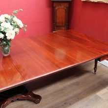 Load image into Gallery viewer, Antique English Mahogany Dining Table 4 Leaves Pedestal Base c1880. B12973