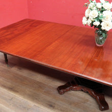 Load image into Gallery viewer, Antique English Mahogany Dining Table 4 Leaves Pedestal Base c1880. B12973