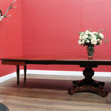 Load image into Gallery viewer, Antique English Mahogany Dining Table 4 Leaves Pedestal Base c1880. B12973