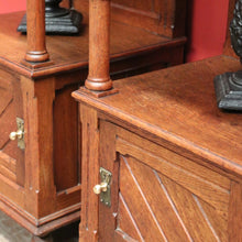 Load image into Gallery viewer, x SOLD Antique French Oak and Marble Bedside Tables or Cupboards, Lamp side Tables. B12113