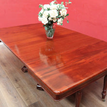 Load image into Gallery viewer, Antique English Mahogany Dining Table 4 Leaves Pedestal Base c1880. B12973