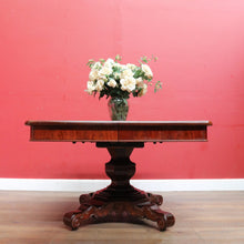 Load image into Gallery viewer, Antique English Mahogany Dining Table 4 Leaves Pedestal Base c1880. B12973
