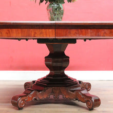 Load image into Gallery viewer, Antique English Mahogany Dining Table 4 Leaves Pedestal Base c1880. B12973