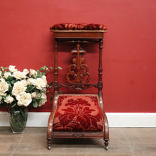 Load image into Gallery viewer, x SOLD Antique French Mahogany and Fabric Prayer Chair, Kneeler, Fretwork Cross. Prie Dieu B12116