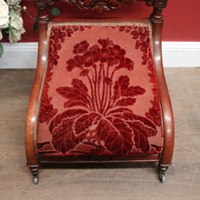 Load image into Gallery viewer, x SOLD Antique French Mahogany and Fabric Prayer Chair, Kneeler, Fretwork Cross. Prie Dieu B12116