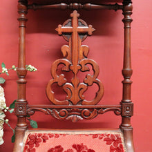 Load image into Gallery viewer, x SOLD Antique French Mahogany and Fabric Prayer Chair, Kneeler, Fretwork Cross. Prie Dieu B12116