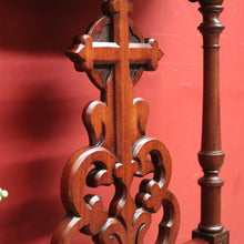 Load image into Gallery viewer, x SOLD Antique French Mahogany and Fabric Prayer Chair, Kneeler, Fretwork Cross. Prie Dieu B12116