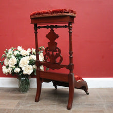 Load image into Gallery viewer, x SOLD Antique French Mahogany and Fabric Prayer Chair, Kneeler, Fretwork Cross. Prie Dieu B12116
