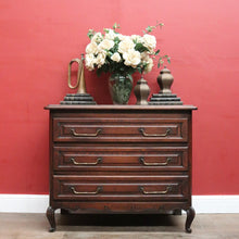 Load image into Gallery viewer, x SOLD French Oak Chest of Drawers – Brass Handles, Shaped Apron, Lovely Patina. B12554