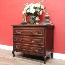 Load image into Gallery viewer, x SOLD French Oak Chest of Drawers – Brass Handles, Shaped Apron, Lovely Patina. B12554