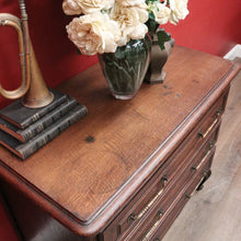 Load image into Gallery viewer, x SOLD French Oak Chest of Drawers – Brass Handles, Shaped Apron, Lovely Patina. B12554