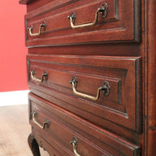 Load image into Gallery viewer, x SOLD French Oak Chest of Drawers – Brass Handles, Shaped Apron, Lovely Patina. B12554
