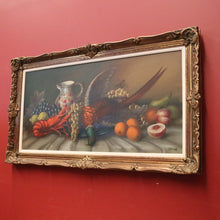 Load image into Gallery viewer, x SOLD Framed Oil on Canvas, Still Life, Pheasant, Lobster, Fruit, Banquet, Oil Painting. B11334