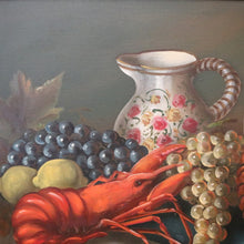 Load image into Gallery viewer, x SOLD Framed Oil on Canvas, Still Life, Pheasant, Lobster, Fruit, Banquet, Oil Painting. B11334