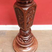 Load image into Gallery viewer, Vintage Oak Pedestal Jardiniere Carved Victorian Style Stand. B12967