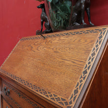 Load image into Gallery viewer, English Oak Writing Bureau Drop Front Desk Carved Detail c1930. B12984