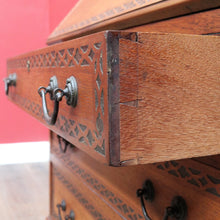 Load image into Gallery viewer, English Oak Writing Bureau Drop Front Desk Carved Detail c1930. B12984