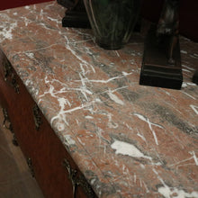 Load image into Gallery viewer, Antique French Walnut and Marble Chest of Drawers or Hall Way Cabinet, Gilt Brass Mounts and Handles. B12087