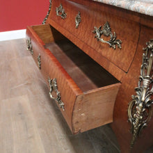 Load image into Gallery viewer, Antique French Walnut and Marble Chest of Drawers or Hall Way Cabinet, Gilt Brass Mounts and Handles. B12087