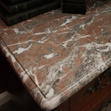 Load image into Gallery viewer, Antique French Walnut and Marble Chest of Drawers or Hall Way Cabinet, Gilt Brass Mounts and Handles. B12087