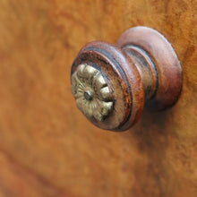 Load image into Gallery viewer, Antique Burr Walnut Hall Cabinet Faux Drawers Columns Bun Feet. B12974
