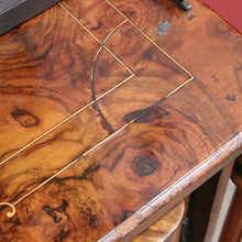 Load image into Gallery viewer, Antique Burr Walnut Hall Cabinet Faux Drawers Columns Bun Feet. B12974