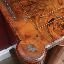 Load image into Gallery viewer, Antique Burr Walnut Hall Cabinet Faux Drawers Columns Bun Feet. B12974