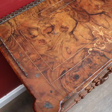 Load image into Gallery viewer, Antique Burr Walnut Hall Cabinet Faux Drawers Columns Bun Feet. B12974