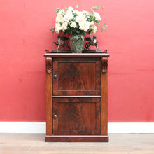 Load image into Gallery viewer, Antique Mahogany Hall Cabinet Flame Doors Gallery Back c1880