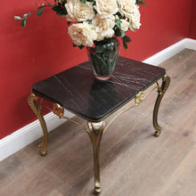 Load image into Gallery viewer, Antique French Brass and Black Marble Top Coffee Table, or Side or Lamp Table. B12117