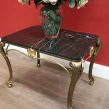 Load image into Gallery viewer, Antique French Brass and Black Marble Top Coffee Table, or Side or Lamp Table. B12117