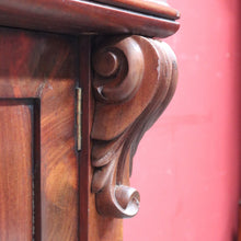 Load image into Gallery viewer, Antique Mahogany Hall Cabinet Flame Doors Gallery Back c1880